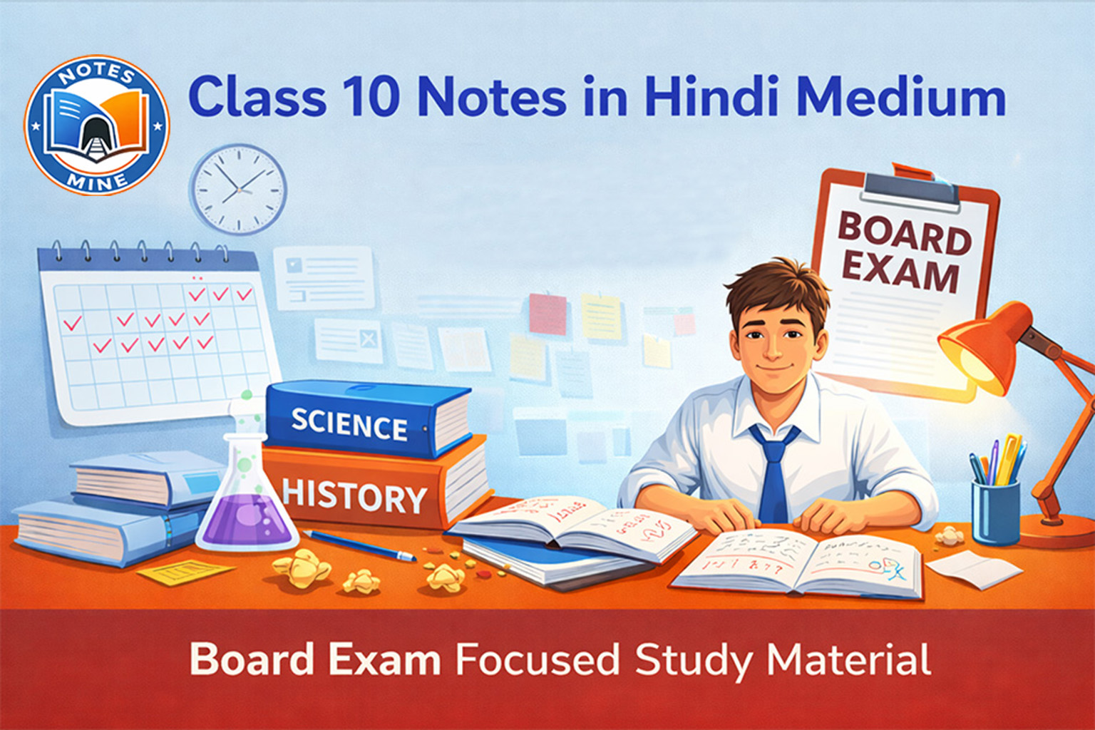 Class 10 notes in Hindi medium preparation by Notes Mine